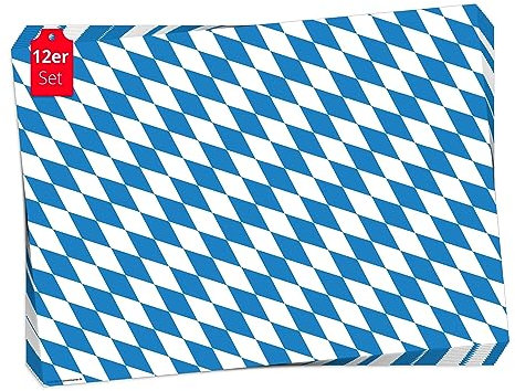 Tischsets | Platzsets - Bayerische Flagge - 10 Stück - hochwertige Tischdekoration 44 x 32 cm für bayrische Feste, Mottopartys und Anderen bayrischen Anlässen