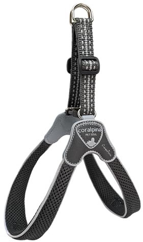 Coralpina Hunde- und Welpengeschirr, italienisches Design, hochwertig, weiches Airmesh, Größe S, Schwarz