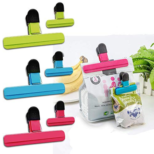 Chip Bag Clips,Large Chip Bag Clips Food Clips Plastic Heavy Duty Air Tight Seal Grip Assorted Colors for Coffee Potato and Food Bags-6Pcs