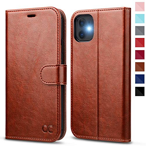 OCASE iPhone 11 Hülle Handyhülle [Premium Leder] [Standfunktion] [Kartenfach] [Magnetverschluss] Tasche Flip Case Cover Etui Schutzhülle lederhülle klapphülle für iPhone 11 Braun