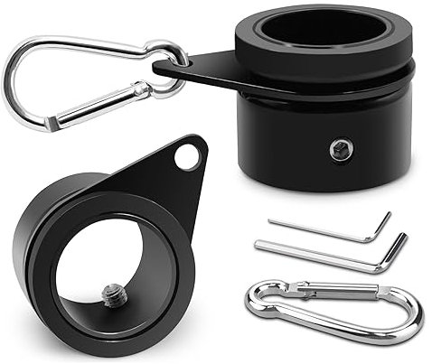 Fahnenmast Ringe, Aluminiumlegierung Fahnenmast Ringe 360 ° drehbarer Anti-Wrap-Flaggenbefestigungsring, drehende Fahnenmast Clips mit Karabiner für 2,5 - 3,2 cm Durchmesser - 2 Stück (schwarz)