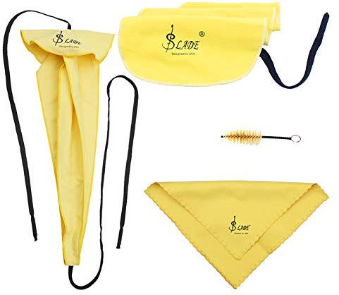 Btuty Kit de limpieza de saxofón para saxofón 3 piezas de paño de limpieza + cepillo de boquilla herramienta de mantenimiento de instrumentos musicales