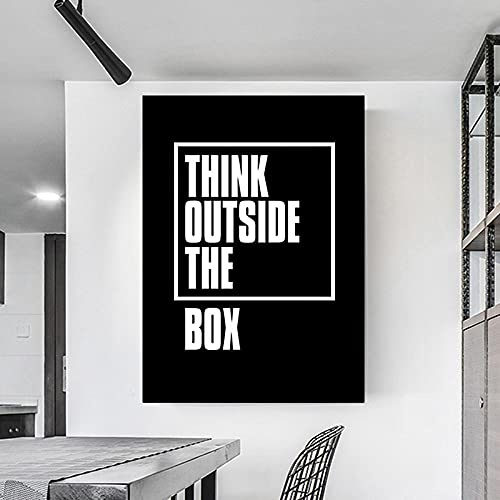 Rumlly Think Outside The Box Brief Leinwand Malerei Inspirierend Motivation Schwarz Weiß Poster Wandkunst Modern Print Bilder 70x100cm Rahmenlos