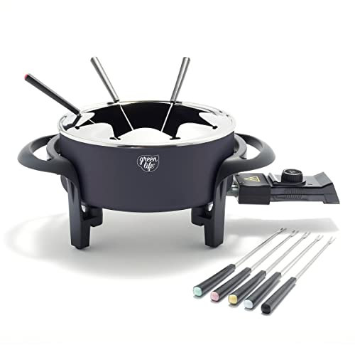 GreenLife CC005121-001 Fondue Pot, Ceramic, Black
