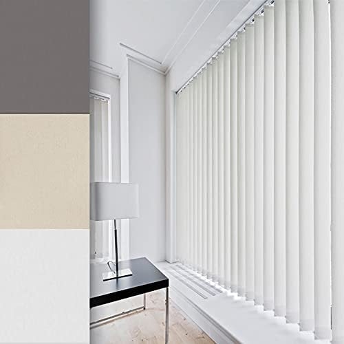 Dimout Patterned Vertical Blind Complete [90cm, White, Short Drop]