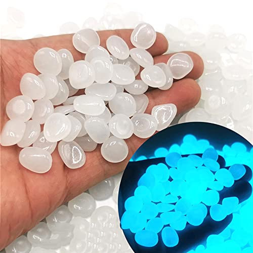 Lot de 300 galets lumineux multicolores pour décoration d'aquarium, galets lumineux pour terrarium, jardin, allées, terrasse, pelouse, chambre d'enfant Blanc