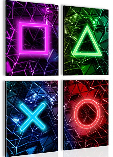 Novart Bilder Spielkonsole Gamer - Fertig Zum Aufhängen - Kein Extra Rahmen benötigt - Wandbilder Set Kinderzimmer Junge Teenager - N002647a