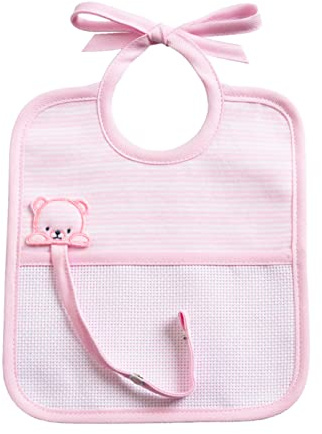 Filet - Bavoir en tissu Highine doux avec compartiment pour sucette et sac en toile Aida à broder, idéal pour les bébés, 100% Made in Italy