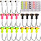 Fishing Jig Heads Hook Kit 20 pcs Painted Crappie Jig Head with 3D Eye Football Jig Heads Kit Fishing Accessories for Bass Walleye Perch Trout Freshwater Saltwater(5g-20pcs)