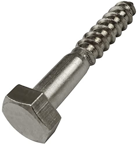 AERZETIX - C59119 - Lot de 10 Vis à bois tête hexagonale tirefond Ø8x50 mm autotaraudeuse - DIN 571 - en acier inoxydable A2