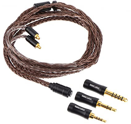 Linsoul Tripowin Amber 32AWG OFC Oxygen Free Cable HiFi IEM Kabel mit Austauschbarem 2.5mm/3.5mm/4.4mm Stecker, PVC Hülse Ersatzkabel für Audiophile(MMCX)