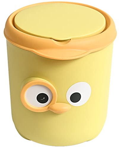 DOITOOL Mini Bin Automotive Garbage Cans Mini Trash Can Wastebasket with Press Type Lid Garbage Container Bin for Bathroom Bedroom Kitchen Office Desk Yellow Cans Car Rubbish Bin