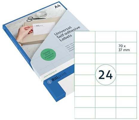 Rillprint Vielzweck Etiketten Selbstklebend - Transparent Matt - 600 Stück – 70 x 37 mm - 24 Klebeetiketten pro A4-Blatt - Bedruckbar & Abziehbar - Universal Adressaufkleber - 25 Blatt