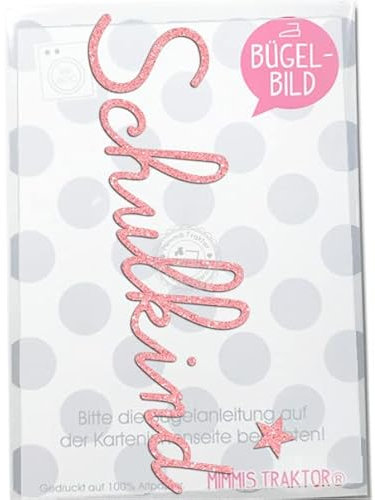 Bügelbild GLITZER Schulkind mit Stern 15 cm Aufbügler Applikationen Bügelsticker für Stoffe Textilien Kinder zum Aufbügeln Flicken, Farbe:Glitzer rosé