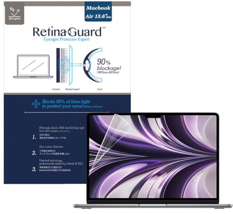 RetinaGuard Anti Blue Light Screen Protector for Apple 2023 MacBook Air 15.3 with M2 chip Model A2941 | Blue Light Laptop Screen Protector Filter for MacBook Air 13.6 2022 M2 -Eye Protection Blue