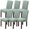 OKYUK Chair Covers, Dining Chair Covers Set of 2/4/6,Elastic Chair Protector Stretch Removable Washable Seat Covers for Dining Room Wedding Banquet Party Decoration (6, Jacquard bean green)