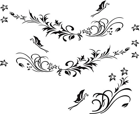 LSGGTIM 3 adesivi per auto con fiori grandi, 180 cm, in PVC, autoadesivi, per carrozzeria, paraurti, lunotto posteriore, tuning, tatuaggi auto, viticcio