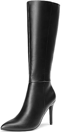 DREAM PAIRS Womens Pointed Stiletto Knee High Boots | 3.7-inch Stiletto Heel Sexy Pointed Toe Stiletto High Heel Boots, Fashion & Classic Dress Shoes