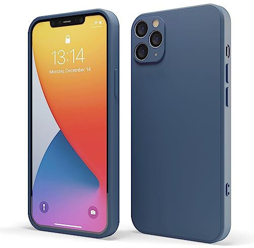 Red Ember Shockproof Case for iPhone, Ultra Slim Protective Liquid Silicone Matte Finish Phone Case with Soft Anti-Scratch Microfiber Lining (Blue, iPhone 11 Pro Max)