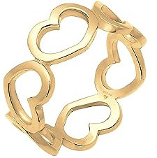 Elli Ring Damen Band Herzen Symbol Cut-Out Trend in 925 Sterling Silber