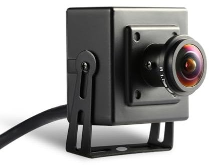 REVODATA TSEye Mini Telecamera IP PoE Fisheye Audio, Ultra HD 2880 x 1620P, Obiettivo Fisheye Panoramico 1,7mm, Telecamera di Sicurezza Domestica Grandangolare (I706-3-P-A-TS Metallo)