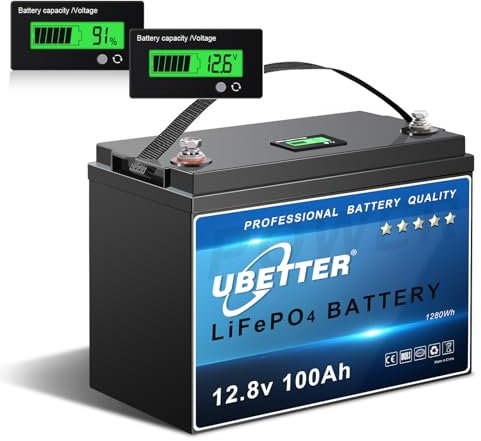 UBETTER Mini 12V 100Ah Lithium Batterie, LiFePO4 Akku mit 100A BMS und Max. 1280Wh, 4000+ Deep Cycles Zyklen, Kleiner Größe und geringem Gewicht, 10 Jahren Lebensdauer Lithium Akku