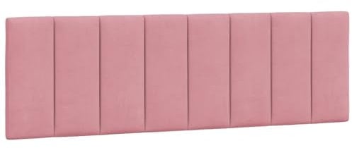 vidaXL Kopfteil Kissen Hanko, Kopfteilkissen mit Linien-Design, Bett Kopfkissen mit Klettverschlüssen auf Rückseite, Kopfteilpolster Kopfpolster, Rosa 160cm Samt
