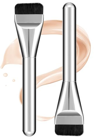 Giantree 2 Stück Grundierungspinsel,Make-Up-Pinsel Für Frauen Ultradünner Concealer-Pinsel Flacher Konturenpinsel Puder-Flüssigkeits-Mischpinsel Rougepinsel Für Mädchen