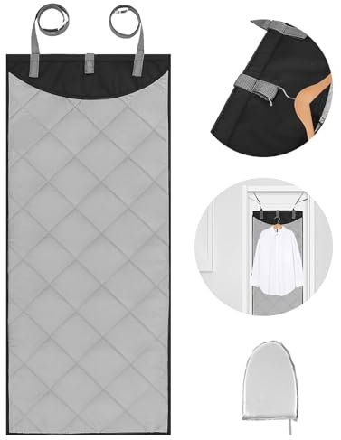 Ironing Mat, Over The Door Press Pad with Steamer Glove, Heat Resistant Ironing Blanket Over The Door Steam Pad Folding Ironing Mat Dryer Top Protector Mat for Clothes Home Travel 45.27×18.89in
