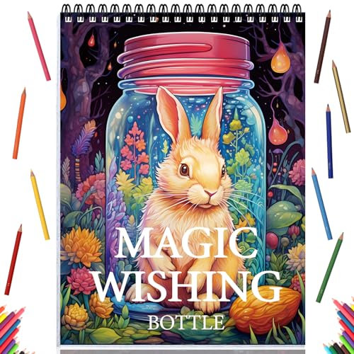 Malbücher für Erwachsene, Malbuch für Frauen, Spiralbindung, einseitiges Design, Geschenke, Kunst und Handwerk für Frauen zum Entspannen, Angst und Depression, 30 bunte Malseiten mit magischem Wunsch