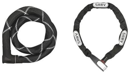 ABUS Kettenschloss Iven Chain 8210 – Fahrradschloss aus gehärtetem Stahl & Kettenschloss Steel-O-Chain 8807K – Flexibles Fahrradschloss aus gehärtetem Stahl – ABUS-Sicherheitslevel 8-110 cm - Schwarz