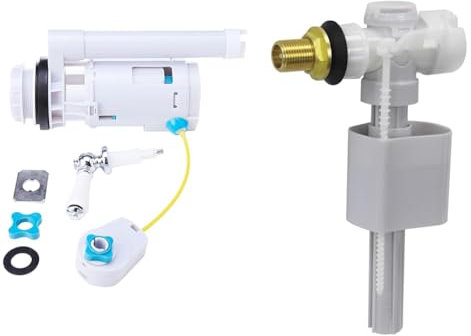 VeeBath Pro Lever Operated Dual Flush Valve Overflow 2 Piece Toilet Cistern WRAS Approved & Pro Side Entry Inlet Valve 1/2 Brass WRAS Approved Patented Design