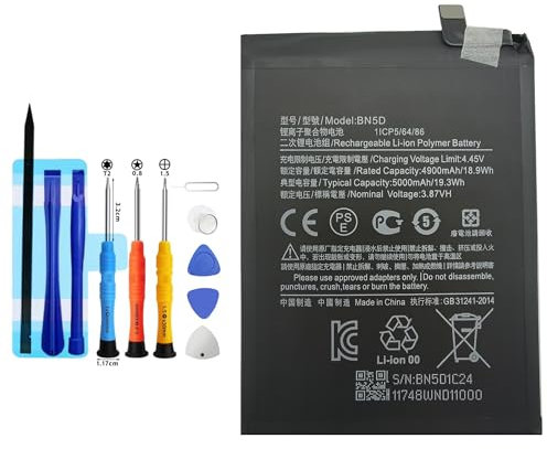 Vvuilsty BN5D Batterie de rechange, rechargeable, pour Redmi Note 11S 4G, Poco M4 Pro 4G, Redmi Note 11 4G, compatible avec Redmi Note 11S 4G, Poco M4 Pro 4G, Redmi Note 11 4G avec kits