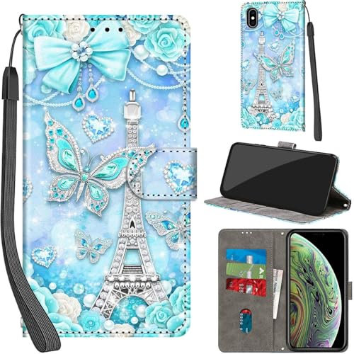 Funda para iPhone X/iPhone XS, Funda Movil Carcasa PU Cuero con Ranura para Tarjeta, Cierre Magnético, Función de Soporte para iPhone X/XS, Torre