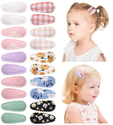 20 piezas de impresión floral 1,5 pulgadas pinzas pelo niña - Barretas antideslizantes Lazos de Coletas Pinza Accesorios para Cabello para Niños Pequeñas Niñas