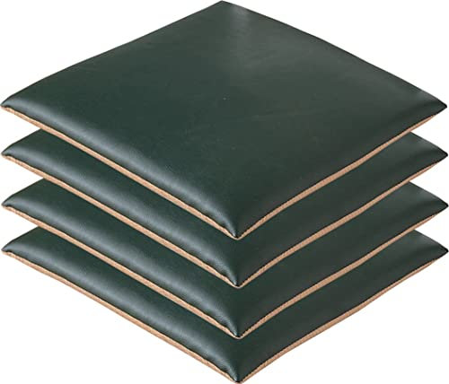 Quadratische Stuhlpolster, Leder-Sitzkissen für Esszimmer, Küche, Bürostühle, maschinenwaschbar, wasserabweisend, langlebig und weich, Dunkelgrün, 45 x 45 cm, 4 Stück