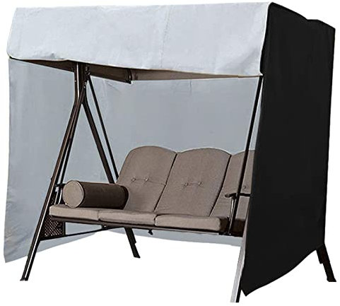 Funda impermeable para columpio de 3 plazas, color negro, 160 x 120 x 170 cm, parasol incluido