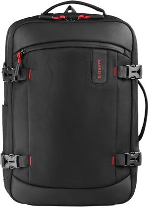 BARRENS Zaino grande per computer portatile da uomo, 15,6 pollici, per lavoro, impermeabile, per laptop, da viaggio, per la scuola, per adolescenti, ragazzi, business, nero con rosso, Nero con accenti