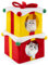 COSTWAY Set 2 Cuccia Cane Interno a 2 Piani, Tiragraffi per Gatto a Forma di Scatola di Natale in Tessuto e MDF, Lettino Gatto Interno per Inverno, Rosso e Giallo