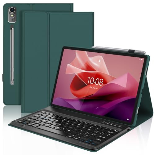SENGBIRCH Cover con Tastiera per Lenovo Tab P12 12,7, Custodia per Lenovo Tab P12 2023 con Tastiera, Italiana Tastiera per Lenovo Tablet, Tastiera Bluetooth Wireless, Leggero e Portatile, Verde Scuro