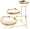 jinsongdafa 3-Tier Serving Rack Ceramic bowls, Foldable Gold Stand with 18cm/21cm/26cm Gold Rim bowls, for Food Display, Fruit, Dessert Server Decoration for Parties Entertaining