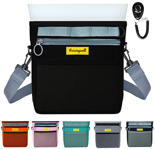 Raisingwell Leckerlitasche für Hunde, Multifunktions-Gassi Tasche mit Silikonbeutel, Futterbeutel für Hundetraining und Snackspender, Ideal für Outdoor-Aktivitäten (Schwarz 4 Cup)