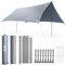 Trail Camping Tarp Shelter with Poles (3m x 3m), Lightweight Waterproof 4000mm HH, UPF50+ UV Protection, Outdoor Hiking Hammock Rain Fly, Portable Heavy Duty Tarpaulin with Pegs, Guy-Lines & Bag