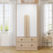 Moimhear Armadio 70 x 40 x 170 cm, design a doppia ante, con cassetti e ripiani, uso in camera da letto (colore legno + bianco (design a doppia porta con 2 cassetti)