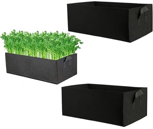 Bolsas de plantación,2 Piezas Rectangular Bolsas de Cultivo de Plantas,Maceta de plantación de Tejidos no Tejidos de Gran Capacidad Bolsa de Siembra con Asas,Adecuado Tomates,flores,Plantas etc,Negro