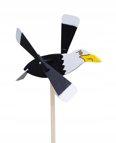 PEEWIT Holzwindmühle Garten Angst Tierabschreck Adler Falke