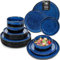 Geschirrset 12 Personen modern, vancasso STARRY 36 teiliges Steingut Geschirr Set, Teller Set Blau, Tafelservice 12 Personen, Inklusive Speiseteller, Dessertteller und Müslischalen