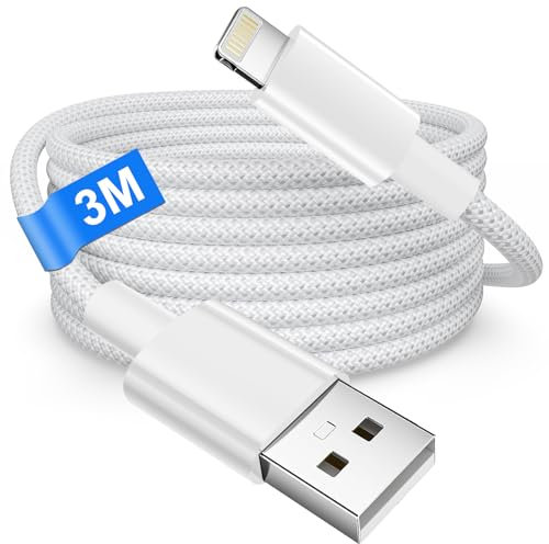 iPhone Charger Cable 3M [MFi Certified], USB to Lightning Cable for Apple iPhone 14 Pro Max 13 12 Mini 11 XS X SE 8 7 6 iPad, Long Nylon Braided iPhone cable Fast Charging cable Apple Lead Wire