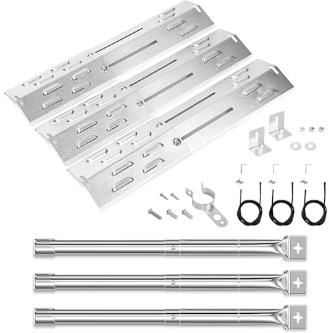 GFTIME Universal Edelstahl Brennerabdeckung Brenner Ersatzteile für Landmann, Enders, Taino, Barbecook, Flammenverteiler und Gasgrill Brenner für Charbroil, Proficook, 3er-Set