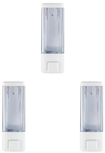 WENKO Desinfektionsmittel- und Seifenspender Istres Weiß, hygienischer Wand-Spender für Desinfektionsmittel, Flüssigseife etc., Befestigen ohne bohren, Füllmenge: 320 ml, 6 x 18,5 x 7,5 cm, Kunststoff